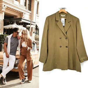 NWT 12TH TRIBE Double Breasted Oversized Sateen Blazer